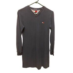Tommy Hilfiger Dress Womens Small Navy blue Knit Long Sleeve V-Neck Knee length